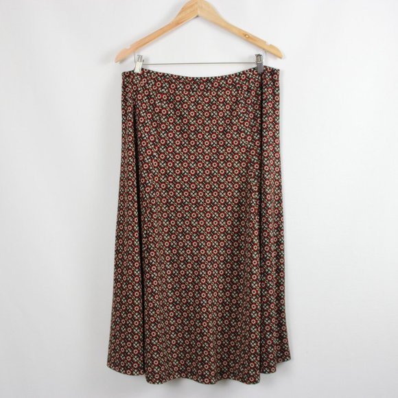Sag Harbor Red Brown Floral Print Maxi Skirt - Picture 12 of 12